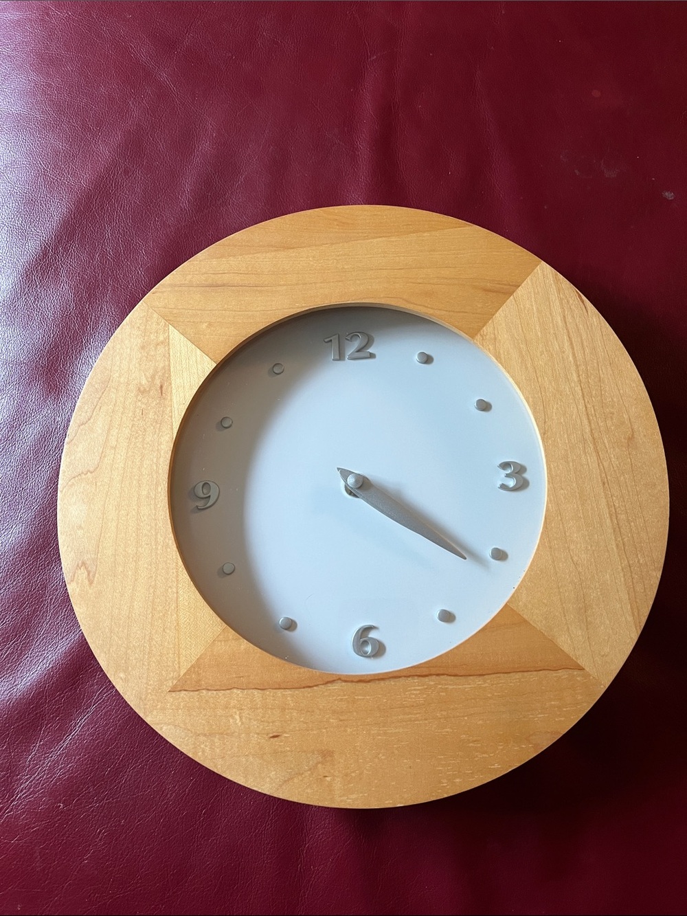 Wooden Round Wall Clock in Light Maple - from Crate&Barrel , working condition